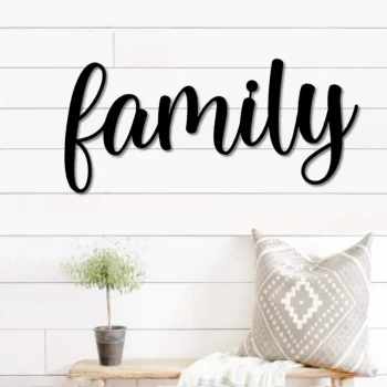 Family Metal Word Art, Kembara Script Word Art, Indoor - Outdoor Family Metal Sign, Farmhouse Decor, Family Word Art, Metal Wall Art