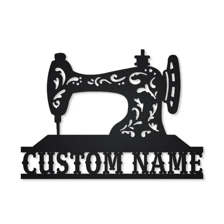 Sewing Machine Monogram Metal Sign Art, Quilting Metal Wall Art, Sewing Machine Antler Decor, Housewarming Outdoor Metal Sign