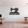 Sewing Machine Monogram Metal Sign Art, Quilting Metal Wall Art, Sewing Machine Antler Decor, Housewarming Outdoor Metal Sign