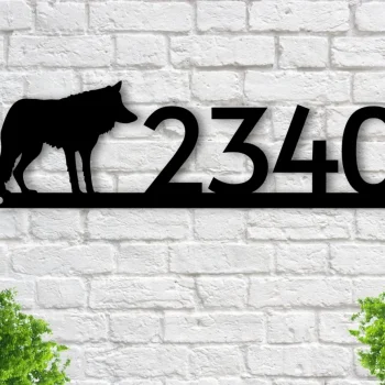 Wolf Address Sign, Wolf Metal Sign, Metal Wolf Sign, Wolf Sign, Wolf Howling, House Number Plaque, Address Plaque, Metal Signs