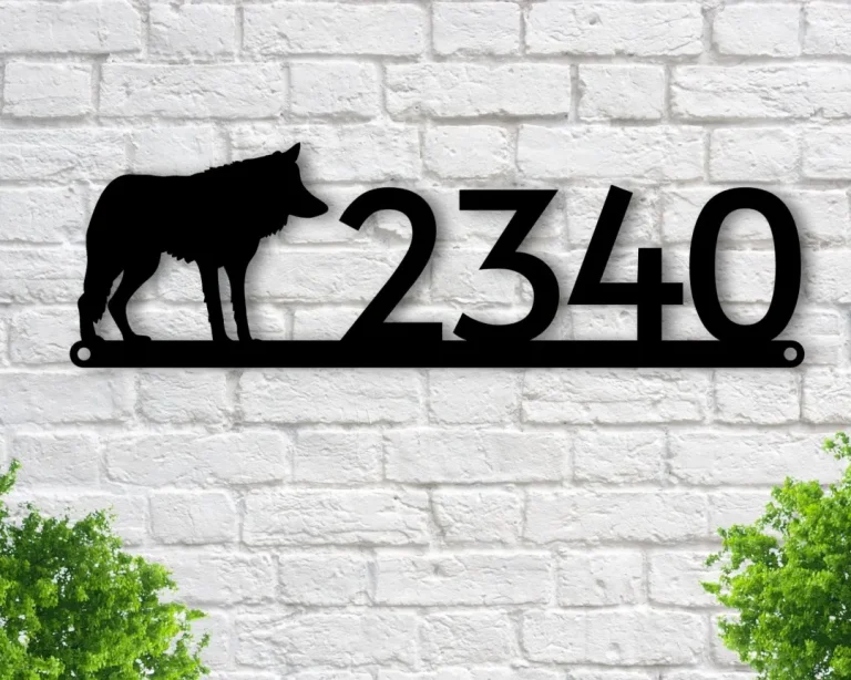 Wolf Address Sign, Wolf Metal Sign, Metal Wolf Sign, Wolf Sign, Wolf Howling, House Number Plaque, Address Plaque, Metal Signs