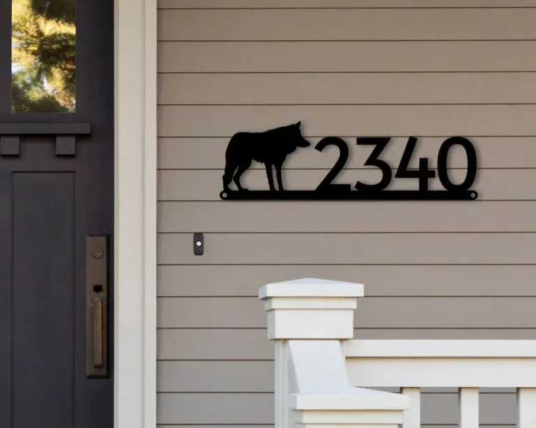 Wolf Address Sign, Wolf Metal Sign, Metal Wolf Sign, Wolf Sign, Wolf Howling, House Number Plaque, Address Plaque, Metal Signs