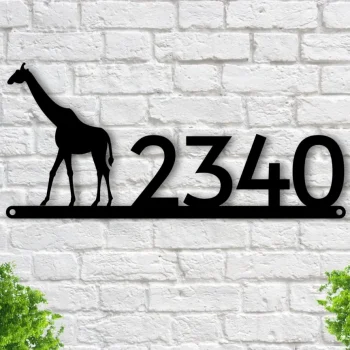 Giraffe Address Sign, Giraffe Metal Sign, Metal Animal Sign, Giraffe Decor, Address Signs, House Number Plaque, Metal Signs