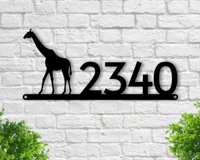 Giraffe Address Sign, Giraffe Metal Sign, Metal Animal Sign, Giraffe Decor, Address Signs, House Number Plaque, Metal Signs