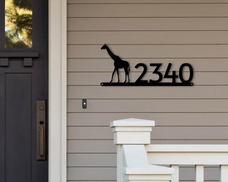 Giraffe Address Sign, Giraffe Metal Sign, Metal Animal Sign, Giraffe Decor, Address Signs, House Number Plaque, Metal Signs