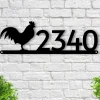 Rooster Address Sign, Rooster Metal Sign, Metal Farm Sign, Rooster Sign, Rooster Decor, House Number Plaque, Metal Signs