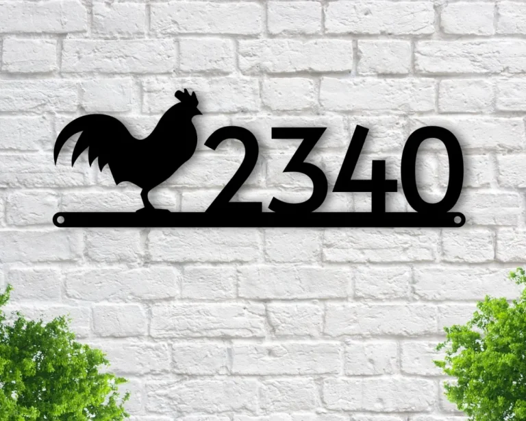 Rooster Address Sign, Rooster Metal Sign, Metal Farm Sign, Rooster Sign, Rooster Decor, House Number Plaque, Metal Signs