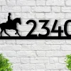 House Numbers - Horse Jockey Metal Address Plaque For House, Address Number, Metal Horse Address Sign, House Numbers, Front Porch Address