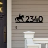 House Numbers - Horse Jockey Metal Address Plaque For House, Address Number, Metal Horse Address Sign, House Numbers, Front Porch Address