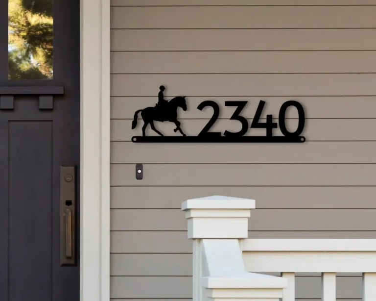 House Numbers - Horse Jockey Metal Address Plaque For House, Address Number, Metal Horse Address Sign, House Numbers, Front Porch Address