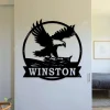 Personalized Flying Eagle Metal Art , Custom Metal Eagle Sign, Eagle Sign, American Flag , Custom Name Sign, Personalized,birthday Gift