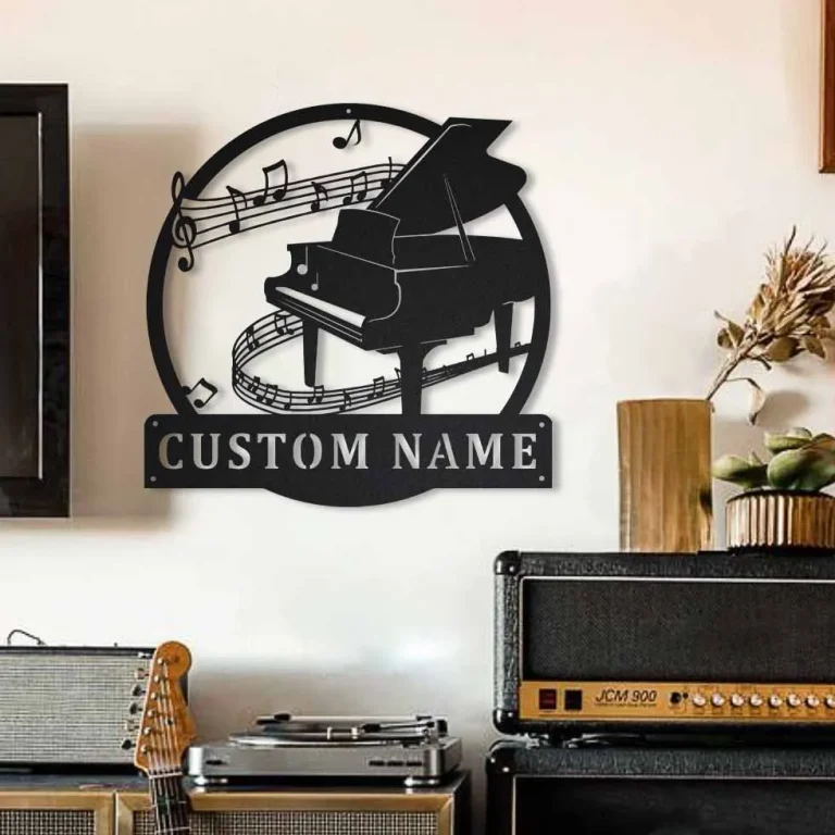 Custom Name Piano Monogram Metal Sign Art, Piano Monogram Metal Sign, Piano Gifts For Men, Piano Gift Metal Wall Art