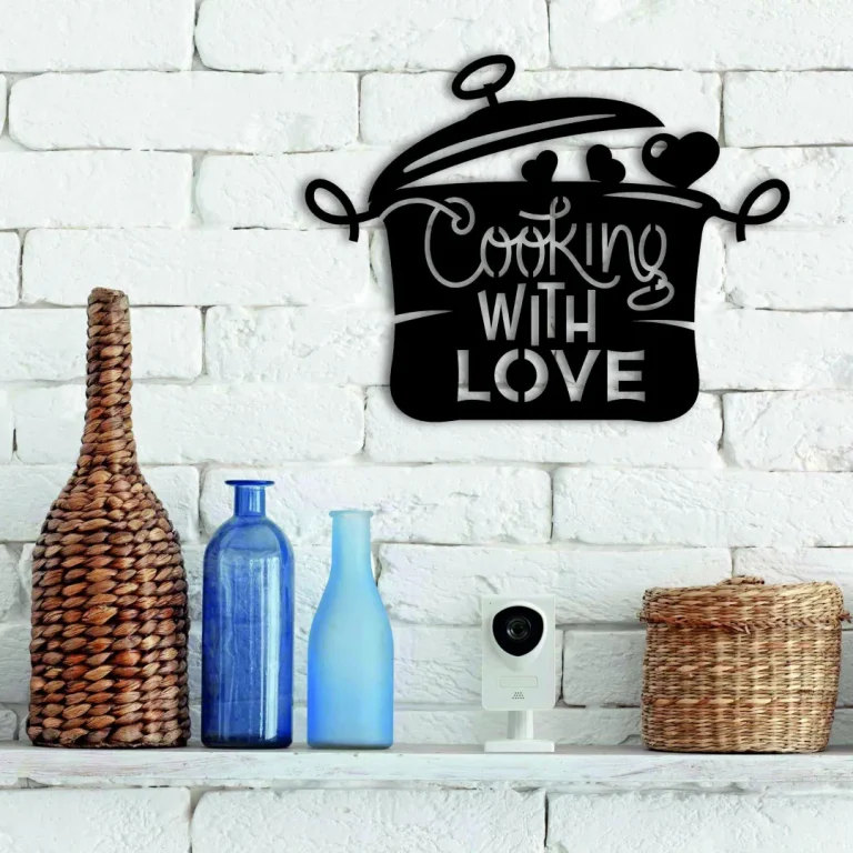 Cooking With Love Mood Kitchen Wall Decor, Metal Wall Art, Kitchen Metal Sign