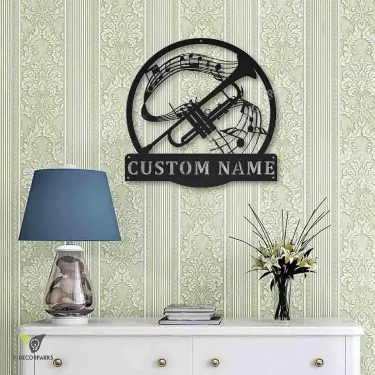 Personalized Trumpet Monogram Metal Sign Art, Custom Trumpet Monogram Metal Sign, Trumpet Gifts For Men, Trumpet Male Gift, Music Gift