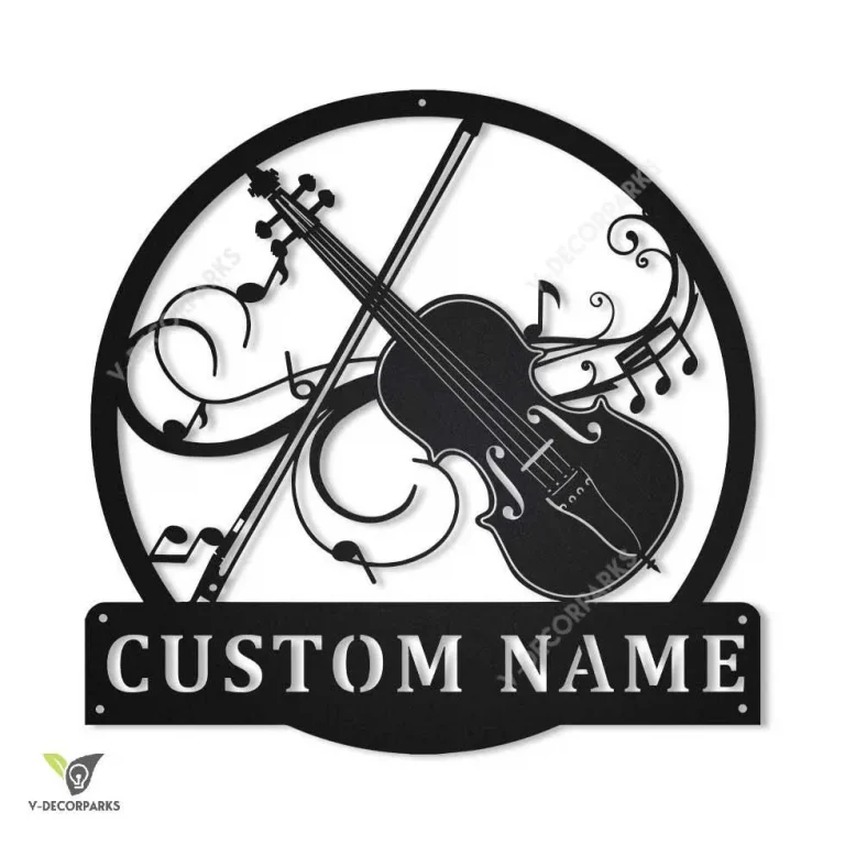 Personalized Violin Monogram Metal Sign Art, Custom Violin Monogram Metal Sign, Musical Instrument Gift, Music Gift