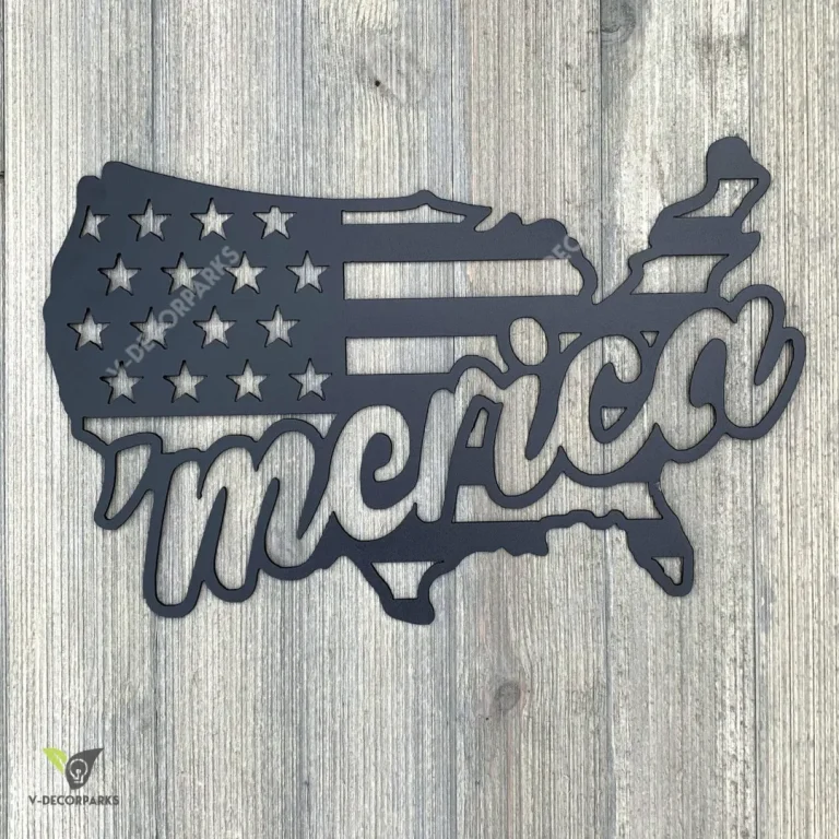 Merica Flag Metal Sign Cutout, Cut Metal Sign, Wall Metal Art