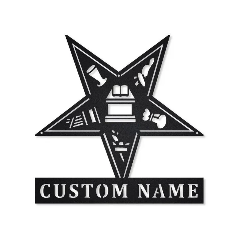 Order Of The Eastern Star Masonic Metal Wall Decor, Metal Mason Sign| Farmhouse Decor, Housewarming Outdoor Metal Sign