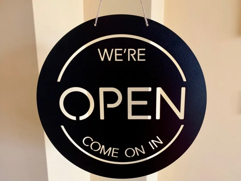 Personalized We're Open Shop Metal Sign Business Open Sign Custom Plague Reversible Sign Business Decor Hanging Slate Storefront, Store Sign