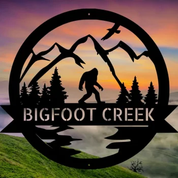 Personalize Bigfoot Metal Sign, Camp Sign, Christmas Gift For Him, Metal Name Sign, Fathers Day
