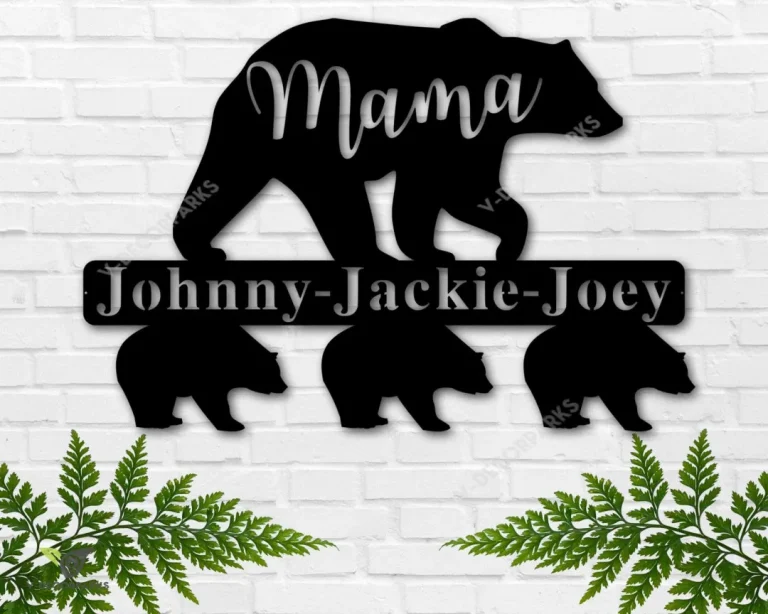 Mama Bear Metal Sign, Personalized Mother's Day Gift, Bear Cubs Sign, Custom Mother's Day Sign, Gift For Mom, Gift From Kids, Kitchen Decor