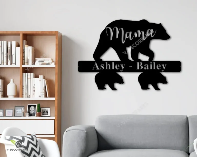 Mama Bear Metal Sign, Personalized Mother's Day Gift, Bear Cubs Sign, Custom Mother's Day Sign, Gift For Mom, Gift From Kids, Kitchen Decor