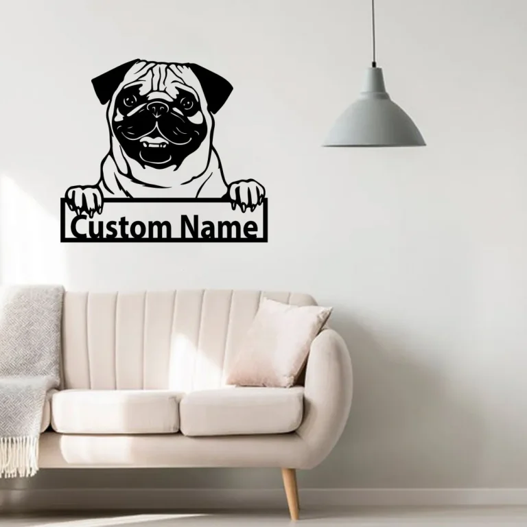 Personalized Pug Dog Metal Sign, Metal Wall Art, Farmhouse Decor, Office Wall Art, Housewarming Outdoor Metal Sign