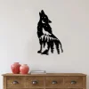 Howling Wolf Metal Wall Art, Mountain Wolf Metal Sign, Pine Forest Trees Sign, Hiking Wolves Sign, Wolf Metal Art, Metal Wolf