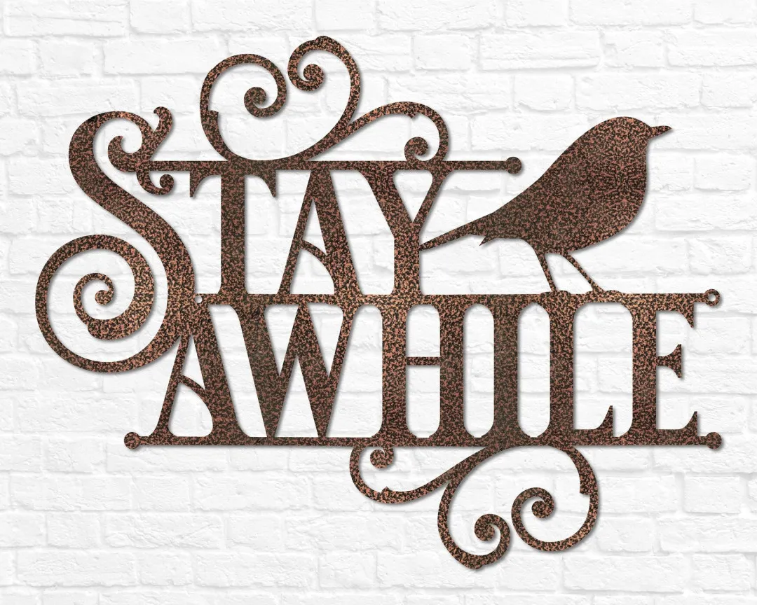il_fullxfull.3090232500_mhqf_1024x1024_2x_f0b18aba-bb66-43b0-ad1e-71914a0fa65f.webp Stay Awhile Sign Stay Awhile Metal Sign Metal Welcome Sign Outdoor Welcome Sign Welcome Sign Front Door Outdoor Bird Metal Housewarming Gift