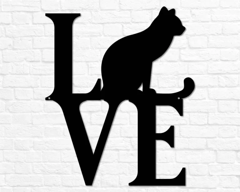 Metal Cat Decor Cat Wall Art Metal Cat Gifts For Cat Lover Gift Women Cat Sign For A Home Cat Decor Metal Cat Gift Metal Cat Sign Cat Heart