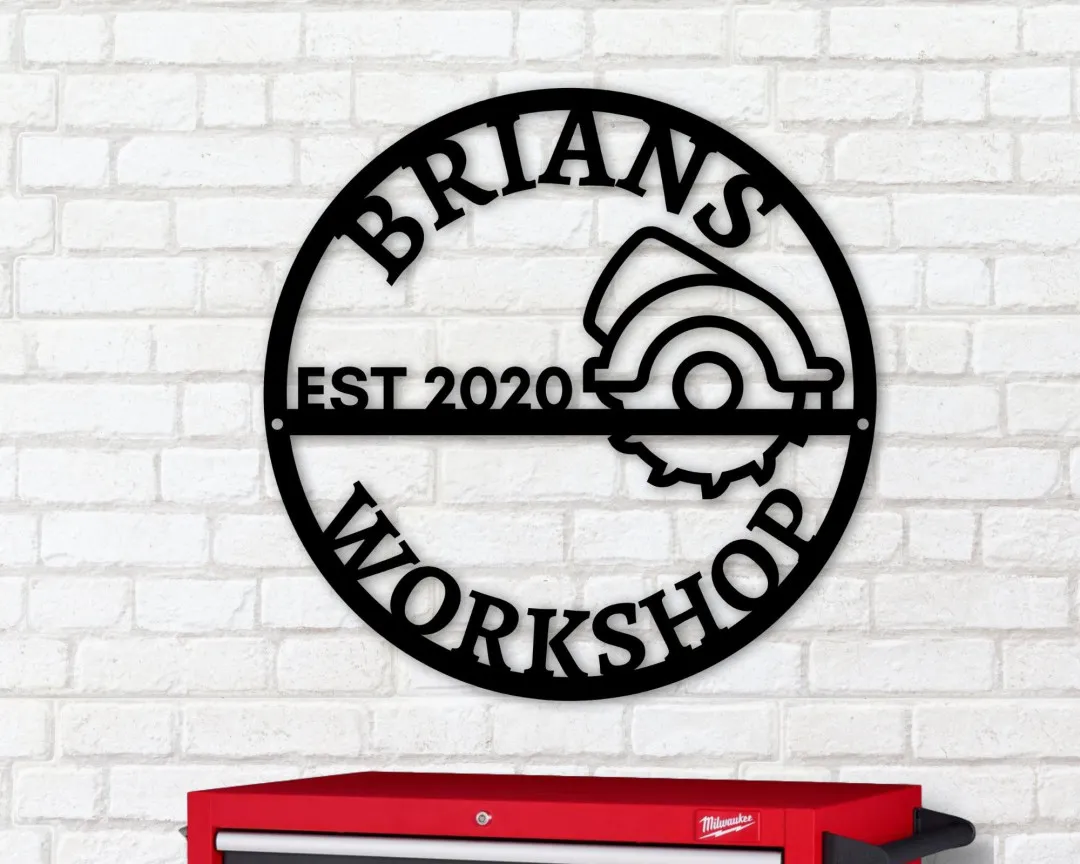 il_fullxfull.3092754129_6etj.webp Personalized Workshop Sign - Personalized Fathers Day Gift - Fathers Day Gift - Personalized Metal Sign - Custom Name Sign - Workshop Sign