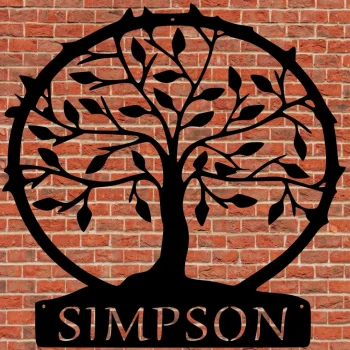 Tree Of Life, Monogram, Metal Sign, Personalized, Wedding Gift, Housewarming, Stainless Steel, Weatherproof, Metal Wall Art, Home Decor Cut Metal Sign