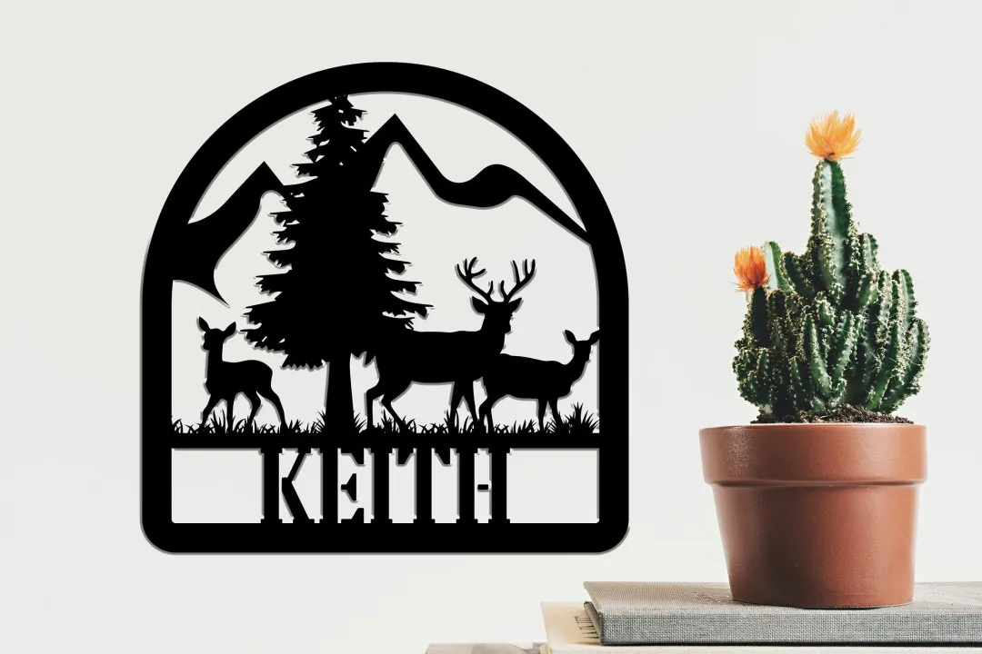 il_fullxfull.3101076014_bzbb_1024x1024_2x_cefead7e-2475-49ff-b95f-e3dc13401f54.webp Deer Sign, Deer Antler Decor, Deer Hunter Gift, Deer Camp Sign, Christmas Gift For Him, Deer Name Metal Sign, Fathers Day Gift, Metal Art