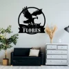 Eagles Nest Monogram, Metal Wall Art Decor, Custom Name Metal Sign, Fathers Day Gift, Home Decor, Gift For Veterans, Flying Eagle Sign