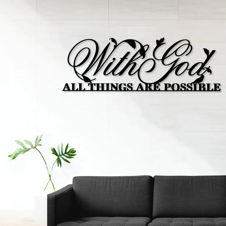 With God All Things Are Possible Metal Sign, Religious Scripture Christian Bible Verses Everything Is Possible With God, Bibical Wall Hanger