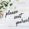 Please Seat Yourself Metal Wall Art Bathroom Sign Decor, Modern Bathroom Home Decor, Guest Bathroom Quotes Metal Wall Decor, Metal Wall Sign