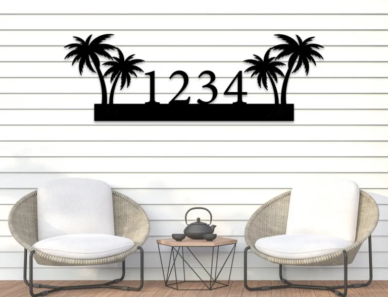 Custom Metal Address Sign, Palm Tree Address Sign, Metal Sign, Metal House Numbers, Address Plaque, Tropical Wall Art, Beach House Decor