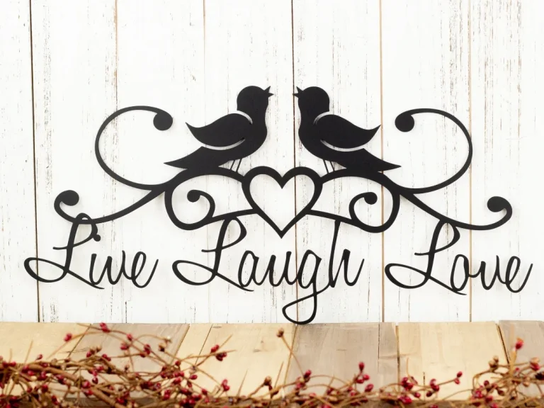 Live Laugh Love Metal Wall Art, Kitchen Wall Decor, Metal Sign, Birds, Rustic Home Decor, Outdoor Decor, Housewarming Gift, Plaque