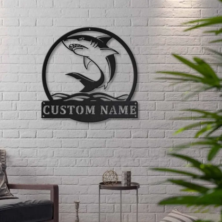 Personalized Shark Monogram Metal Sign Art, Custom Shark Monogram Metal Sign, Birthday Gift, Animal Funny, Fathers Day Gift