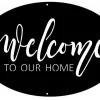 Metal Oval Welcome To Our Home Sign, Metal Wall Art, Metal House Sign