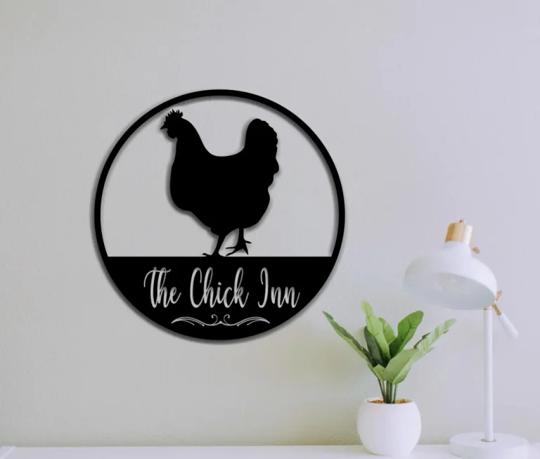 The Chick Inn Round Chicken Metal Sign, Chicken Coop Door Sign, Chick Inn Sign, Funny Chicken Sign, Cute Chicken Sign, Welcome Sign