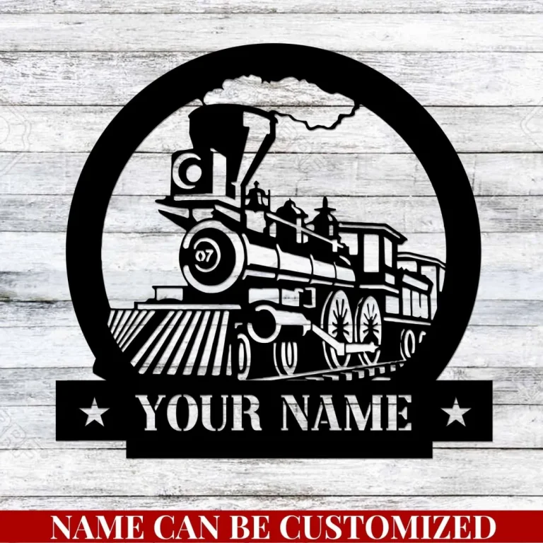 Train Metal Sign, Railroad Signs, Train Decor, Train Metal Wall, Steam Train Decor Metal Laser Cut, Railway Sign, Father Gift