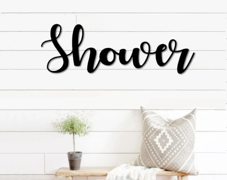 Shower Metal Word Art, Autumn Script Word Art, Indoor Outdoor Shower Metal Sign, Metal Wall Art, Farmhouse Decor, Shower Word Art