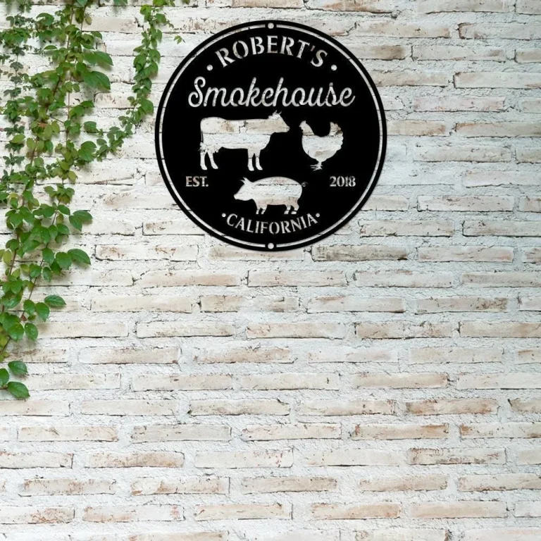 Bbq Smoke House Metal Sign, Grill Sign, Pig Chicken Cow Sign, Backyard Smokehouse And Grill, Bar Sign, Fathers Day Gift