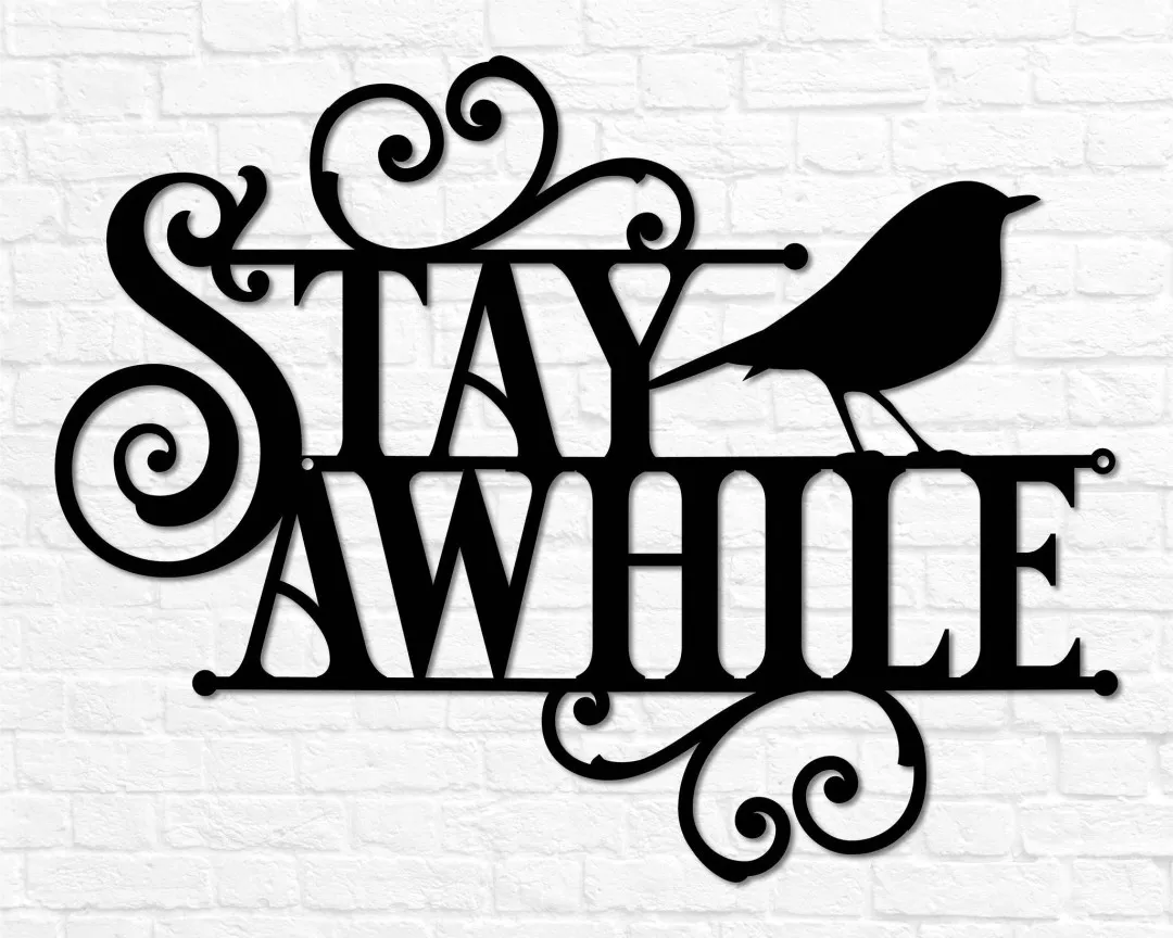 il_fullxfull.3137960691_ip7x_1024x1024_2x_146f0fda-bc58-476d-b72d-016dfc5efe67.webp Stay Awhile Sign Stay Awhile Metal Sign Metal Welcome Sign Outdoor Welcome Sign Welcome Sign Front Door Outdoor Bird Metal Housewarming Gift