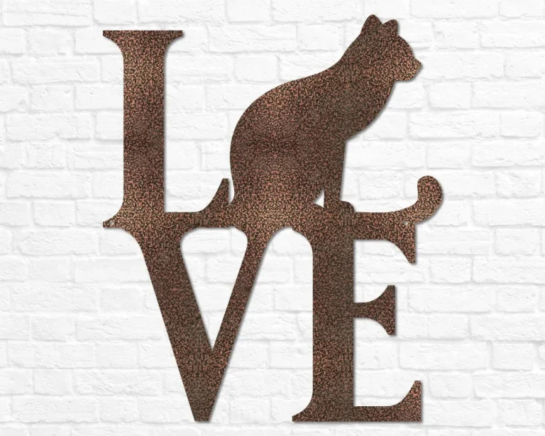 Metal Cat Decor Cat Wall Art Metal Cat Gifts For Cat Lover Gift Women Cat Sign For A Home Cat Decor Metal Cat Gift Metal Cat Sign Cat Heart