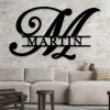 Custom Metal Name Sign, Personalized Metal Sign, Last Name Sign, Family Name Sign, Metal Wall Art, Split Monogram, Wedding Gift Outdoor Sign