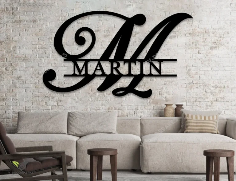Custom Metal Name Sign, Personalized Metal Sign, Last Name Sign, Family Name Sign, Metal Wall Art, Split Monogram, Wedding Gift Outdoor Sign