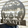 Personalized Metal Lake Sign -lake Scene Metal Sign - Metal Monogram Sign - Rustic Metal Pond Sign - Chairs And Camp Last Name Sign - Custom