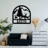 Deer Sign, Deer Antler Decor, Deer Hunter Gift, Deer Camp Sign, Christmas Gift For Him, Deer Name Metal Sign, Fathers Day Gift, Metal Art
