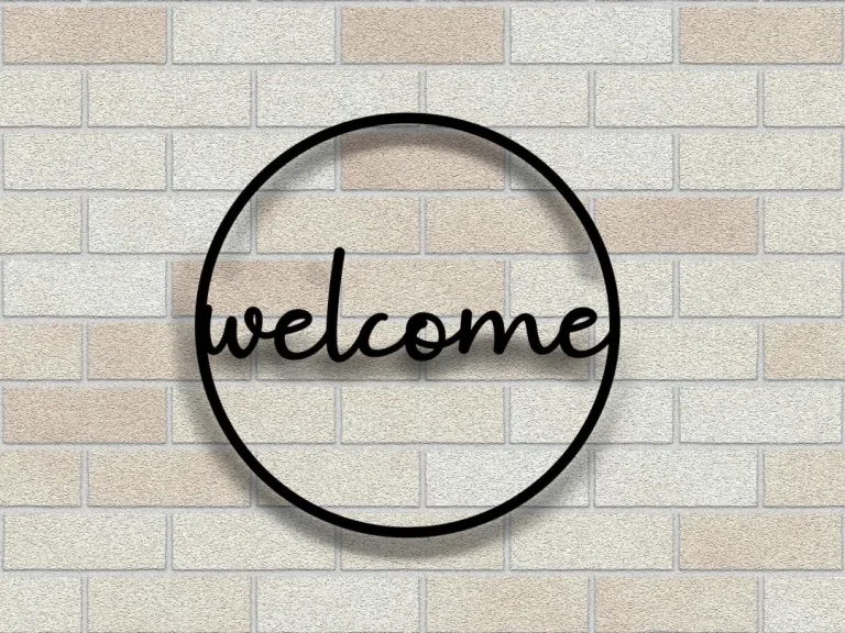 Round Welcome Metal Sign, Outdoor Welcome Sign, Welcome Metal Word, Wedding Welcome Sign, Housewarming Gift, Realtor Closing Gift